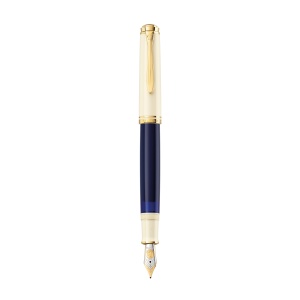 Stilou Souverän® M800 Cream Blue, penita F aur 18k, accesorii aur 24k - Img 5