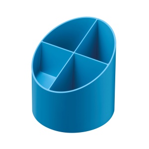 Suport pentru instrumente de scris, din plastic reciclat, 4 compartimente, azuriu, Blue Angel, seria GREENline