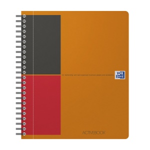 Agenda organizator Oxford International Active Book, A5+ 80 file, hartie Optik 90g/mp, spira dubla, scribzee, dictando, culoare portocaliu