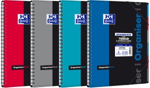 Caiet organizator Oxford Students Organiser, A4+ 80 file, spira dubla, scribzee, patratele, diverse culori - Img 1
