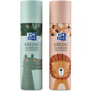 Creioane colorate rotunde Oxford Kids, mina 3 mm, set 26, include argintiu si auriu, diverse motive