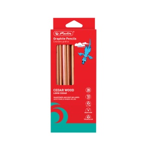 Creion grafit 2B triunghiular, lemn de cedru, mina 2.4 mm, include ascutitoare si manson silicon, set 10
