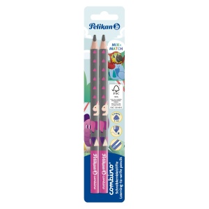 Creion grafit Combino, invata-sa-scrii, mina B, corp roz, set 2