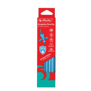 Creion grafit HB triunghiular, bacteriostatic, mina 2.2 mm, set 12