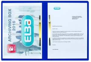 Dosar sina Elba Smart A4, mecanism dublu de arhivare, carton 320g/mp, capacitate 200 file, culoare albastru
