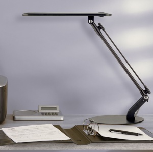 Lampa Unilux LED Rumba pentru birou, difuzie larga a luminii, reglabila in doua puncte, intrerupator ON/OFF pe cablu, culoare negru - Img 2