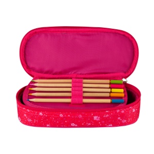 Penar tip etui oval, 1 clapa, Oxford Floral, roz inchis - Img 2