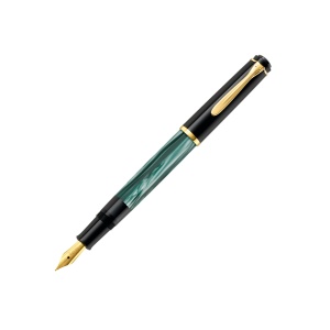 Stilou Classic Green Marbled M200, penita M placata aur 24k, accesorii placate aur 24k - Img 4