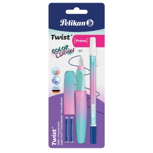 Stilou Twist Color Edition penita M + 1 carioca corectoare, diverse culori, blister - Img 2
