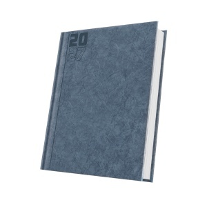 Agenda datata 2027 Premium Deluxe Capalbio, format A5, 352 pagini, culoare albastru denim cu margine argintie