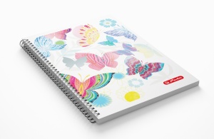 Agenda nedatata cu spira, 17x24 cm, 192 pagini, motiv Fluturi - Img 2