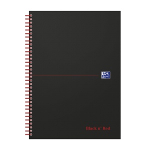 Agenda nedatata Oxford Black n' Red A4 70 file, coperta rigida, spira dubla, scribzee, dictando