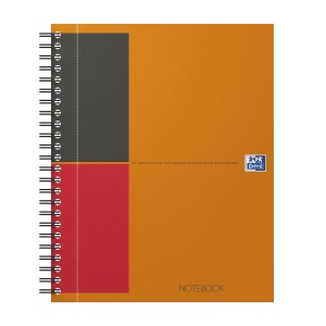 Agenda organizator Oxford International Notebook, A5+ 80 file, hartie Optik 90g/mp, spira dubla, scribzee, dictando, culoare portocaliu