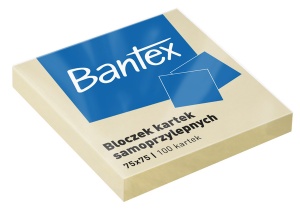 Bloc notite adezive Bantex Post It, 75x75mm, 100 file, culoare galben