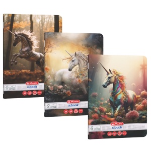 Caiet A5 48 file patratele, motiv Unicorn