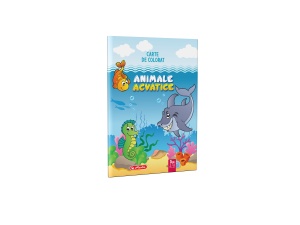 Carte de colorat A4, 16 pagini, Animale Acvatice