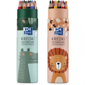 Creioane colorate rotunde Oxford Kids, mina 3 mm, set 26, include argintiu si auriu, diverse motive - Img 2