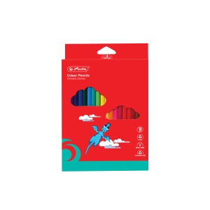 Creioane colorate triunghiulare, mina 3 mm, in tavita plastic, set 18