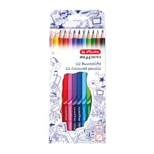 Creioane colorate triunghiulare my.pen, mina 2.5 mm, set 12