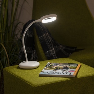 Lampa Unilux LED Galy 1800 portabila, brat flexibil 360°, baterie incorporata, cablu USB, comutator tactil, culoare alb - Img 3