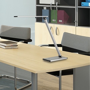 Lampa Unilux LED Terra pentru birou, complet reglabila, cap mobil +/-120°, brat reglabil la 90°, baza rotativa +/-30°, comutator tactil, culoare gri/negru - Img 2