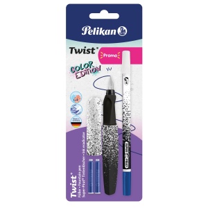 Stilou Twist Color Edition penita M + 1 carioca corectoare, diverse culori, blister - Img 3