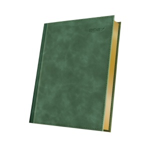Agenda datata 2027 Premium Deluxe Chia Suple, format A5, 352 pagini, culoare verde cu margine aurie