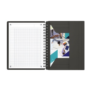 Agenda organizator Oxford International Meeting Book, A5+ 80 file, hartie Optik 90g/mp, spira dubla, scribzee, patratele, culoare gri - Img 3