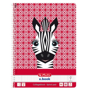 Caiet A4 cu spira, 80 file, patratele, motiv Cute Animals Zebra