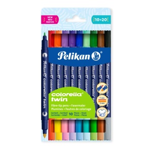 Carioca Colorella Twin C304, bicolore (20 culori), include highlighter, set 10