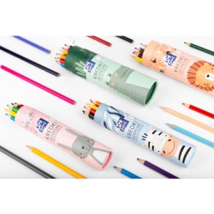 Creioane colorate rotunde Oxford Kids, mina 3 mm, set 26, include argintiu si auriu, diverse motive - Img 10
