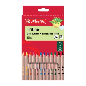 Creioane colorate Trilino Jumbo triunghiulare, mina 6 mm, set 12