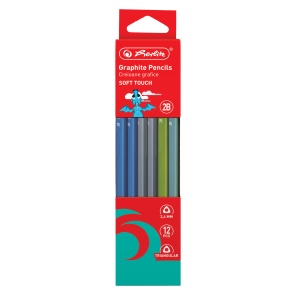Creion grafit 2B triunghiular Soft Touch, mina 2.4 mm, set 12