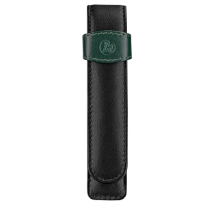 Etui de piele TG12 pentru 1 instrument de scris, culoare negru / verde