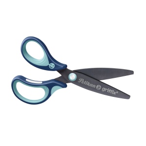 Foarfeca griffix pentru stangaci, albastru, varf rotund, 15 cm - Img 1