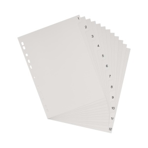 Index plastic numeric Oxford A4 1-12, 12 file/set, culoare alb - Img 6