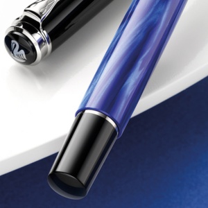 Stilou Classic Blue Marbled M205, penita F otel inoxidabil, accesorii din argint - Img 3