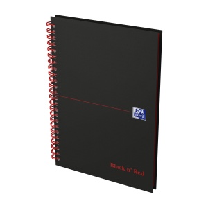 Agenda nedatata Oxford Black n' Red A5 70 file, coperta rigida, spira dubla, scribzee, patratele - Img 6