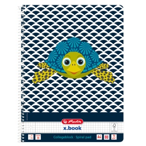 Caiet A4 cu spira, 80 file, patratele, motiv Cute Animals Turtle