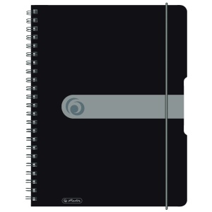 Caiet A4 EOTG cu spira, 80 file, patratele, negru