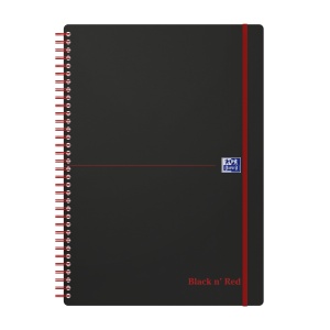 Caiet Oxford Black n' Red A4 70 file, coperta PP, spira dubla, scribzee, inchidere elastic, patratele