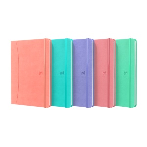Caiet premium cu elastic Oxford Signature, A5 80 file, hartie Optik 90g/mp, scribzee, patratele, diverse culori pastel