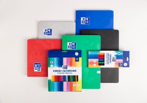 Creioane colorate triunghiulare Oxford, mina 3 mm, set 24 + ascutitoare, include auriu, in cutie de carton - Img 3