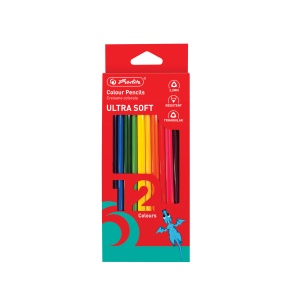 Creioane colorate triunghiulare Ultrasoft, mina 3.3 mm, set 12