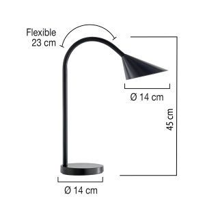 Lampa Unilux LED Sol pentru birou, rotire la 360°, baza stabila, intrerupator ON/OFF pe cablu, brat din metal cauciucat, culoare negru - Img 4