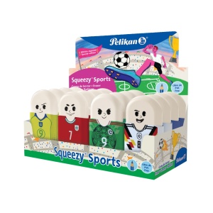 Radiera Squeezy Sports, motive asortate fotbal, display 16 buc