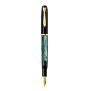 Stilou Classic Green Marbled M200, penita M placata aur 24k, accesorii placate aur 24k - Img 5