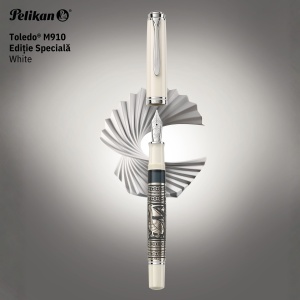 Stilou Editie Speciala Toledo® White M910, penita EF aur 18k, manson argint masiv, gravat manual