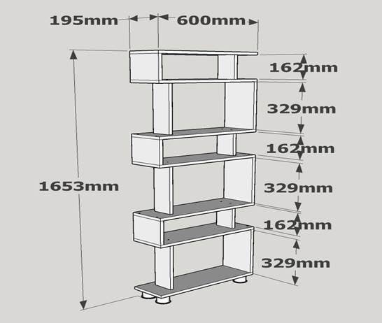 Bibliotecă Blok Alb 60x165x19.5 cm