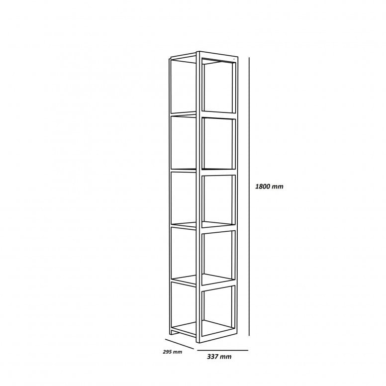 Biblioteca Model Texas, Negru/Alb, 33,7x29,5x180 cm